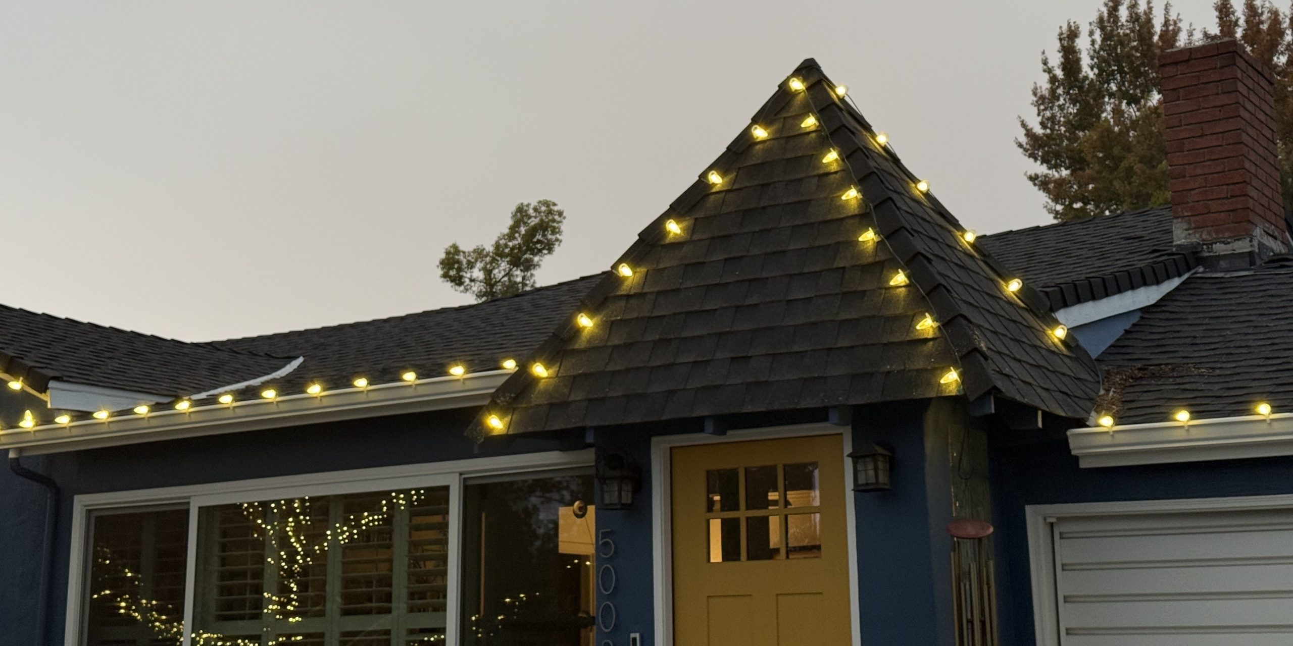 this image shows Christmas lights installation in Citrus-Heights, CA