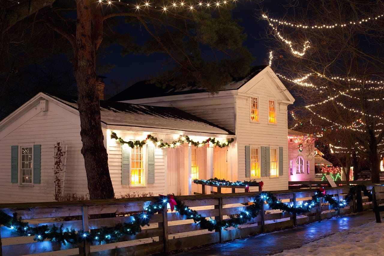 this image shows fence line Christmas lights in Citrus Heights, CA