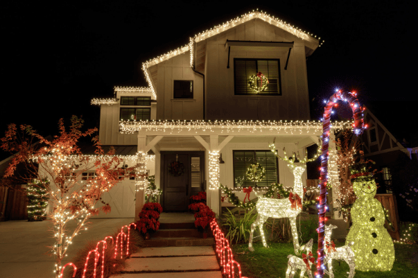 this image shows Christmas lights in Orangevale, CA
